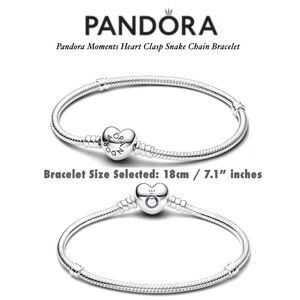 PANDORA Moments Heart Clasp Snake Chain Bracelet(18cm/7.1”|fits wrist size 6.3”)